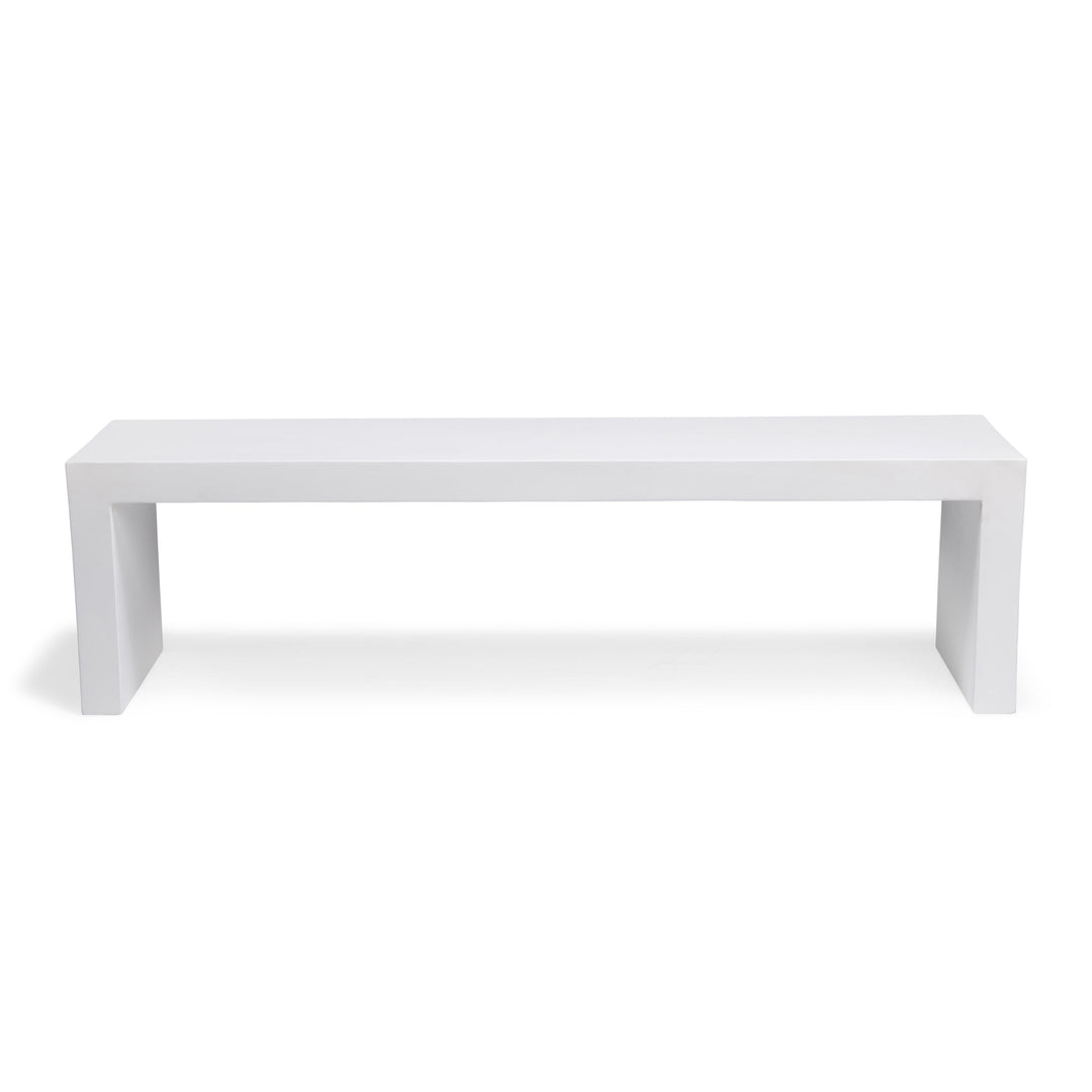 Polished Concrete Outdoor Backless Bench (White)
