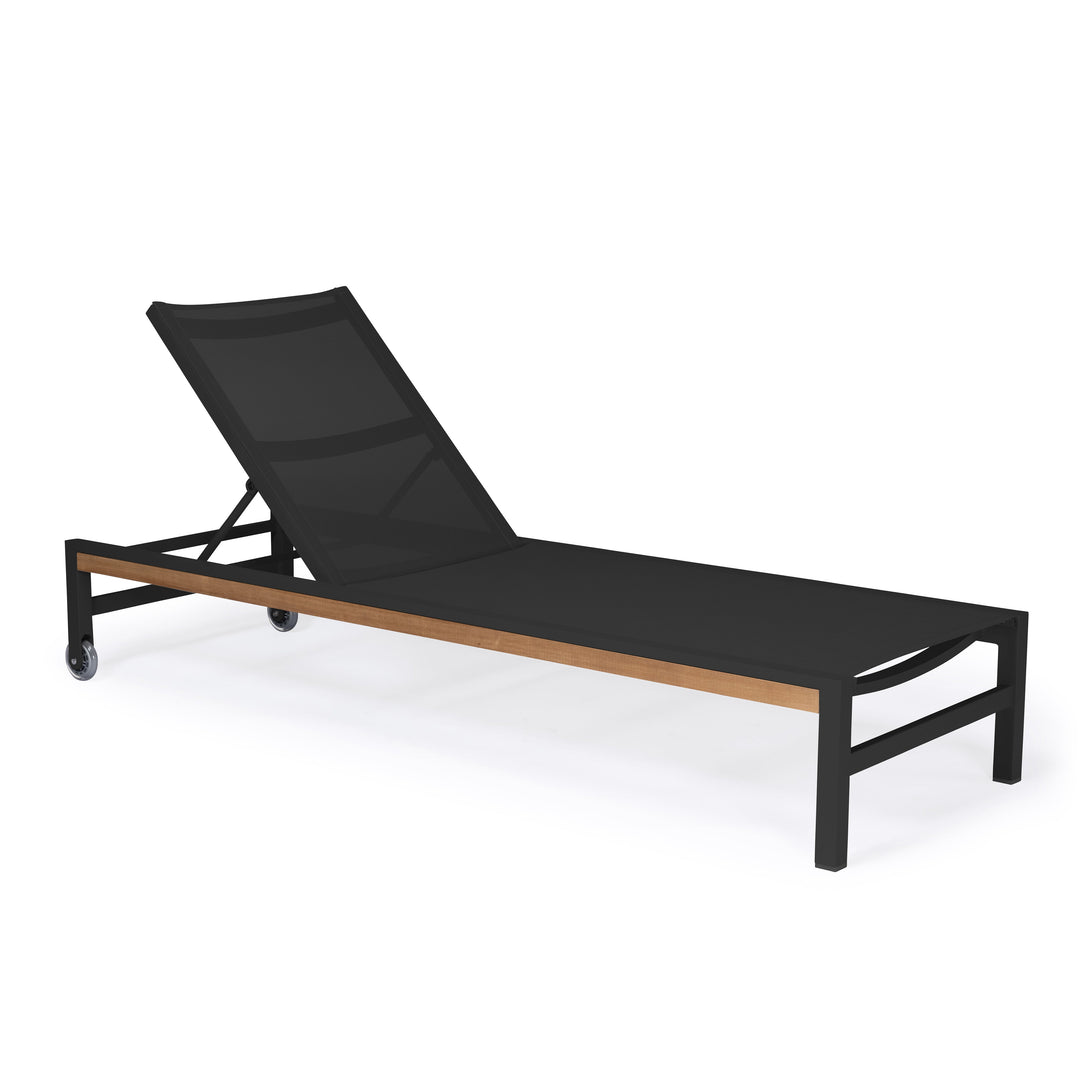Beverly Hills Aluminum Outdoor Sun Lounger (Black)