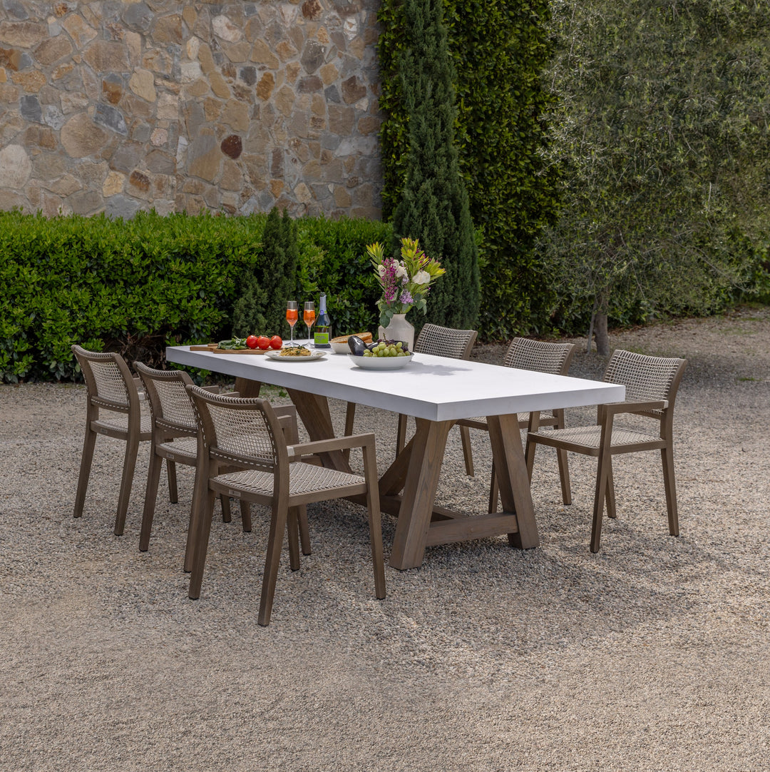 Polished Concrete Trestle Outdoor Dining Table 98" (White)