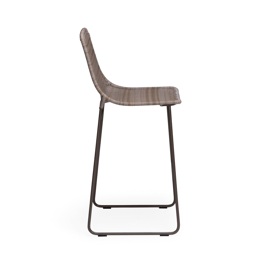 Georgia Wicker Outdoor Bar Chair (Stone)