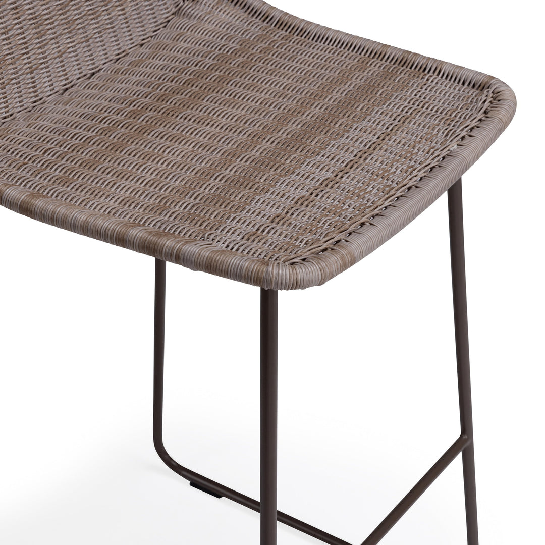 Georgia Wicker Outdoor Bar Chair (Stone)