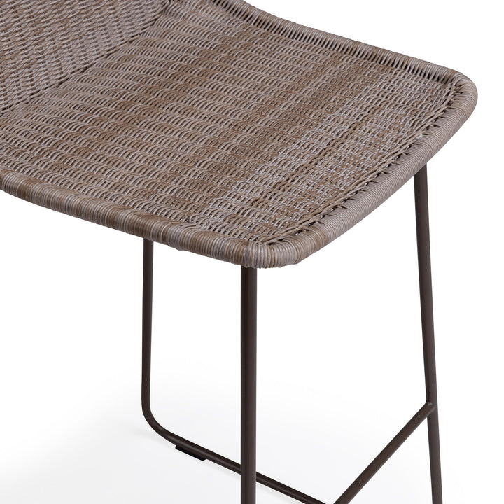 Georgia Wicker Outdoor Bar Chair (Stone)