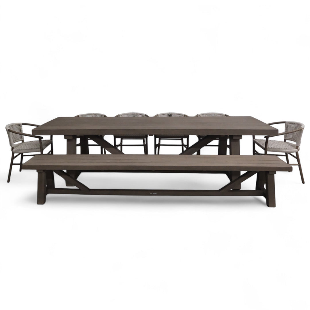 Palermo 118" Table w/ Mina Arm Chairs and Palermo 114" Bench