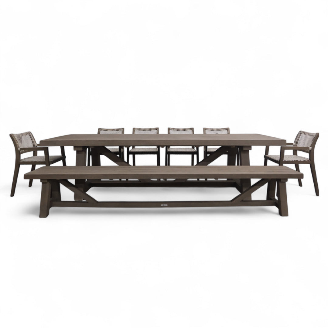 Palermo 118" Table w/ Palo Reclaimed Arm Chairs and Palermo 114" Bench
