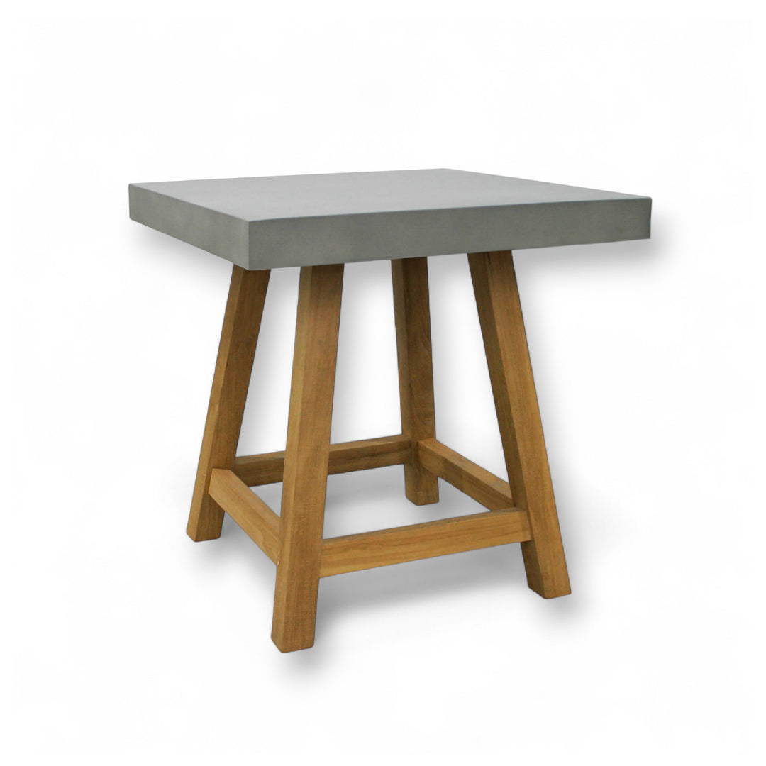 Polished Concrete and Teak Outdoor Bar Table