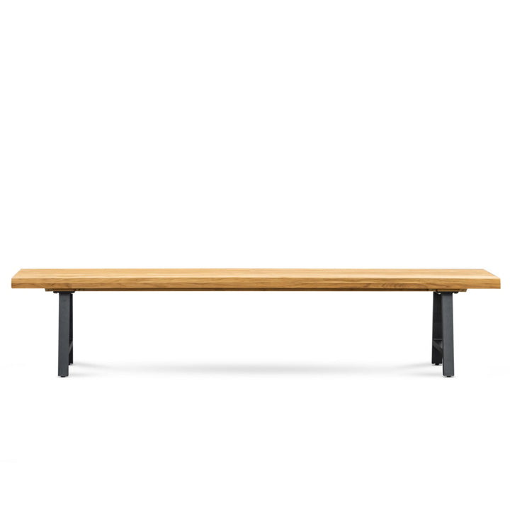 Santorini Teak and Aluminum Outdoor Bench (Black) 114"